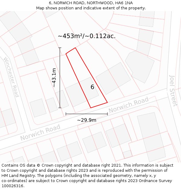 6, NORWICH ROAD, NORTHWOOD, HA6 1NA: Plot and title map