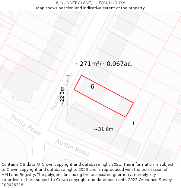 6, NUNNERY LANE, LUTON, LU3 1XA: Plot and title map