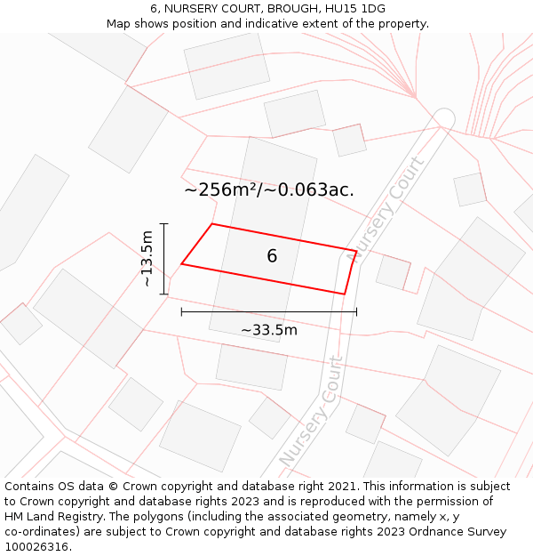 6, NURSERY COURT, BROUGH, HU15 1DG: Plot and title map