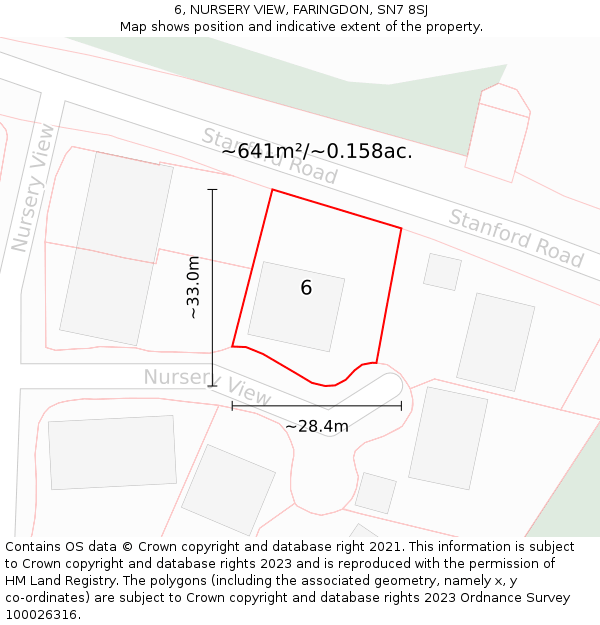 6, NURSERY VIEW, FARINGDON, SN7 8SJ: Plot and title map