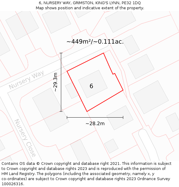 6, NURSERY WAY, GRIMSTON, KING'S LYNN, PE32 1DQ: Plot and title map
