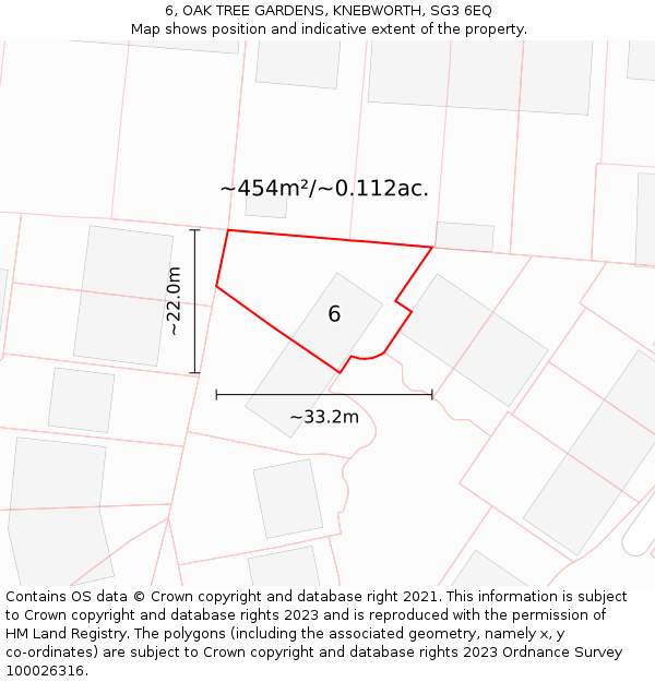 6, OAK TREE GARDENS, KNEBWORTH, SG3 6EQ: Plot and title map