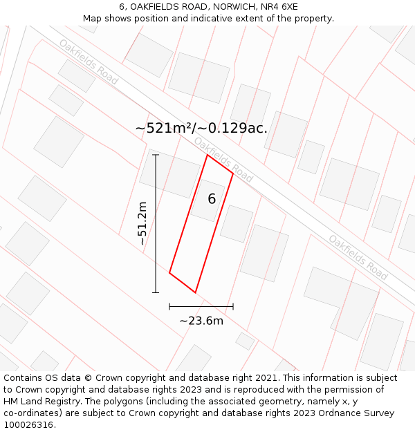 6, OAKFIELDS ROAD, NORWICH, NR4 6XE: Plot and title map