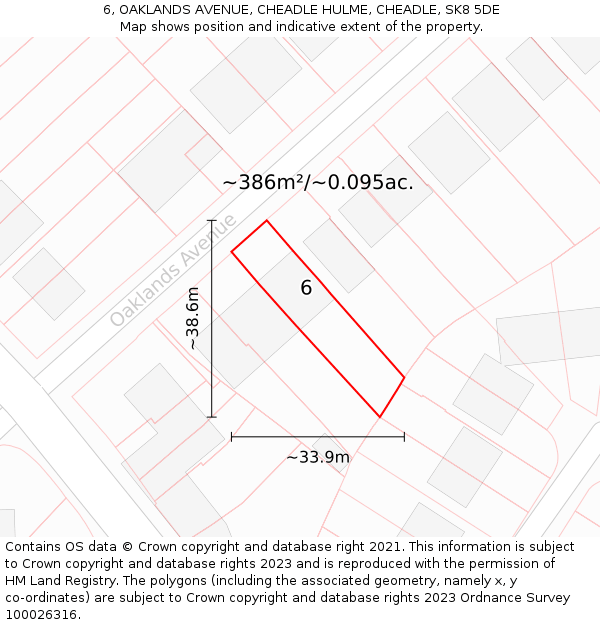 6, OAKLANDS AVENUE, CHEADLE HULME, CHEADLE, SK8 5DE: Plot and title map
