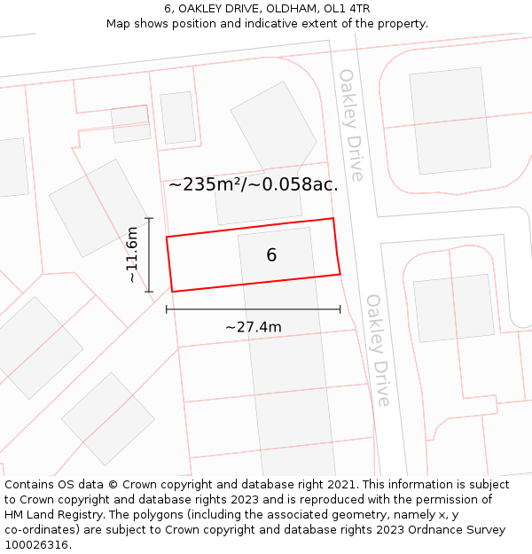 6, OAKLEY DRIVE, OLDHAM, OL1 4TR: Plot and title map