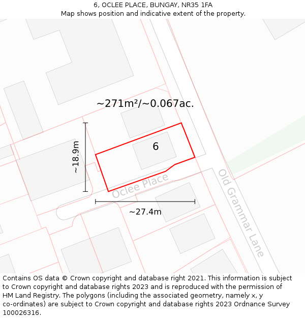 6, OCLEE PLACE, BUNGAY, NR35 1FA: Plot and title map