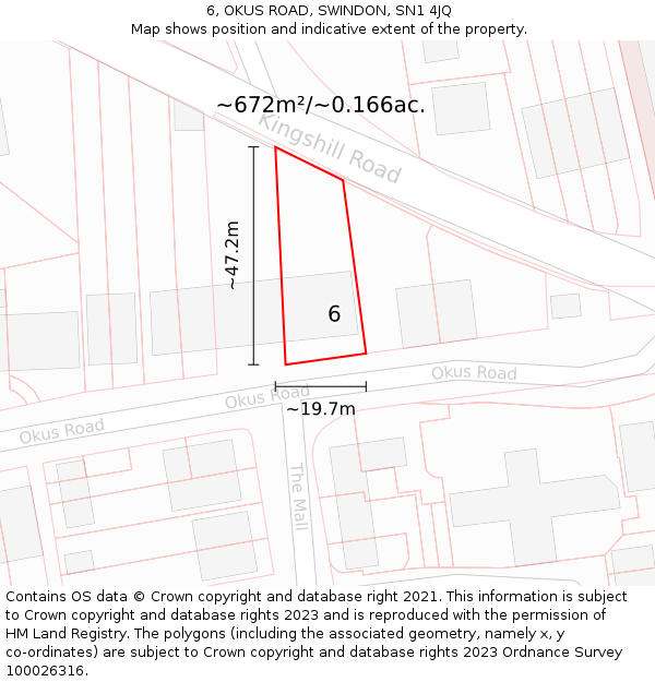 6, OKUS ROAD, SWINDON, SN1 4JQ: Plot and title map