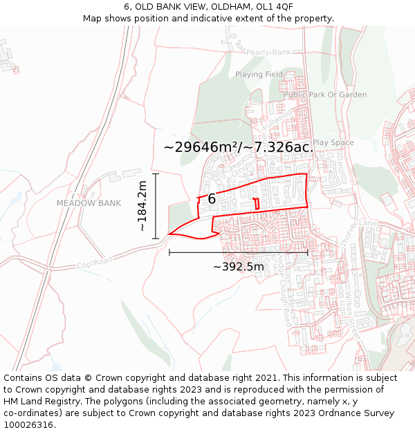 6, OLD BANK VIEW, OLDHAM, OL1 4QF: Plot and title map