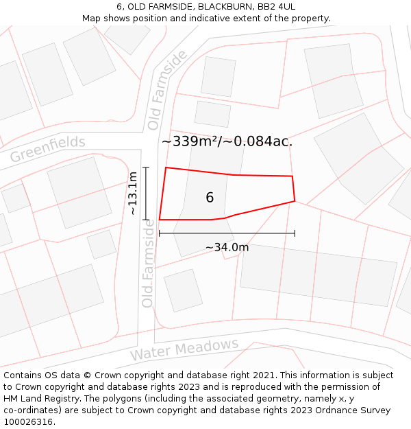 6, OLD FARMSIDE, BLACKBURN, BB2 4UL: Plot and title map