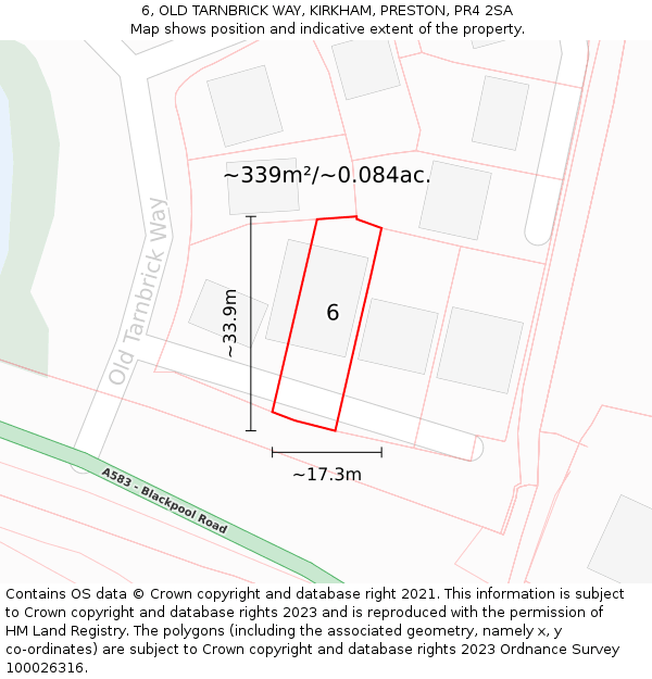 6, OLD TARNBRICK WAY, KIRKHAM, PRESTON, PR4 2SA: Plot and title map