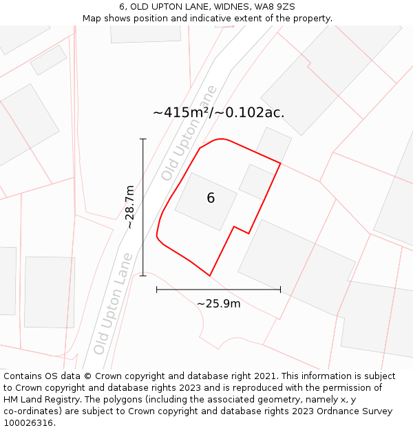 6, OLD UPTON LANE, WIDNES, WA8 9ZS: Plot and title map