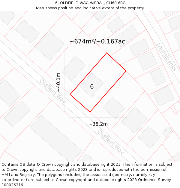 6, OLDFIELD WAY, WIRRAL, CH60 6RG: Plot and title map