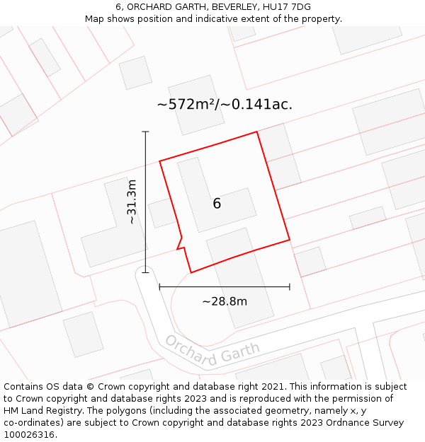 6, ORCHARD GARTH, BEVERLEY, HU17 7DG: Plot and title map