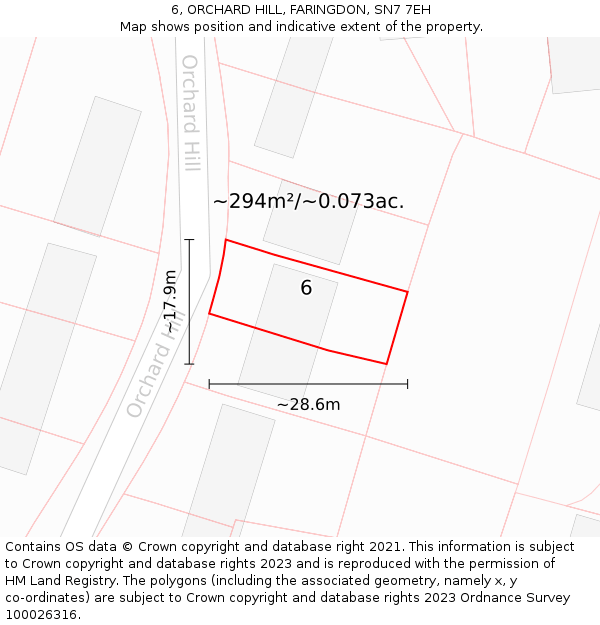 6, ORCHARD HILL, FARINGDON, SN7 7EH: Plot and title map