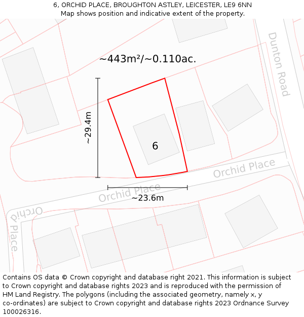 6, ORCHID PLACE, BROUGHTON ASTLEY, LEICESTER, LE9 6NN: Plot and title map