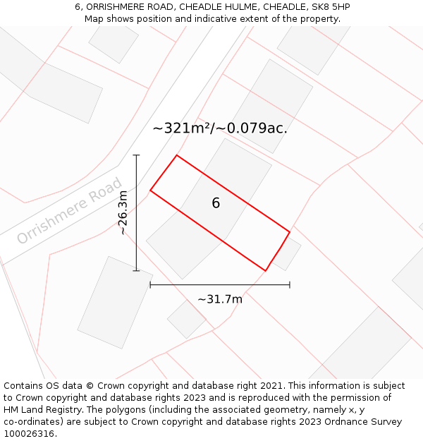 6, ORRISHMERE ROAD, CHEADLE HULME, CHEADLE, SK8 5HP: Plot and title map