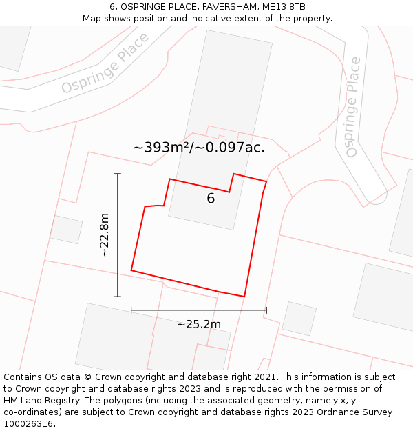 6, OSPRINGE PLACE, FAVERSHAM, ME13 8TB: Plot and title map