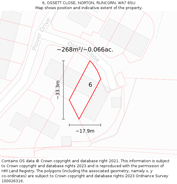 6, OSSETT CLOSE, NORTON, RUNCORN, WA7 6SU: Plot and title map