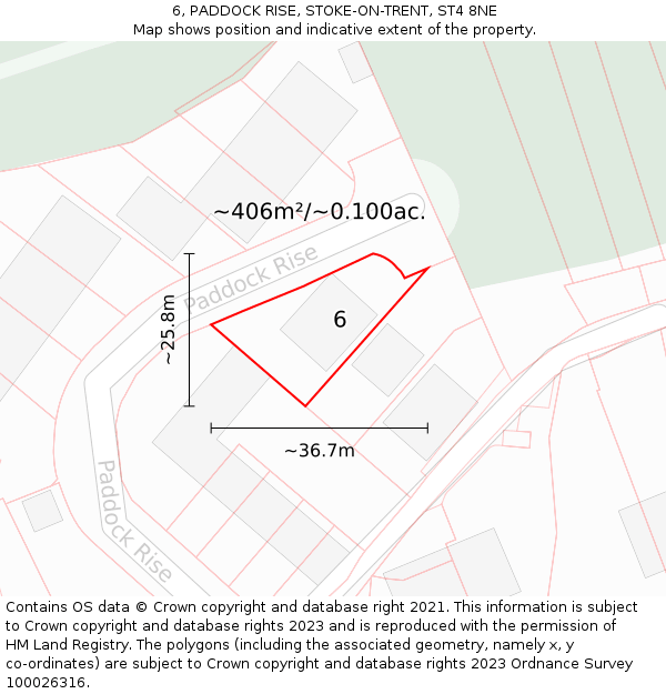 6, PADDOCK RISE, STOKE-ON-TRENT, ST4 8NE: Plot and title map