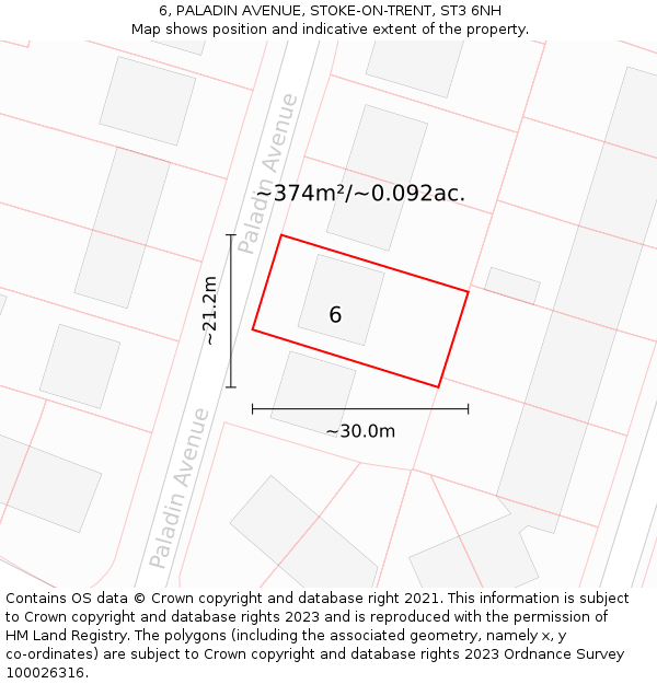 6, PALADIN AVENUE, STOKE-ON-TRENT, ST3 6NH: Plot and title map