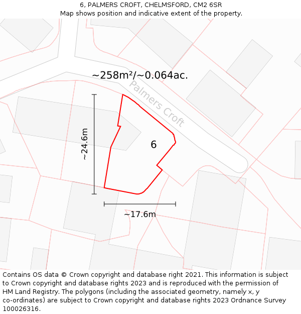 6, PALMERS CROFT, CHELMSFORD, CM2 6SR: Plot and title map