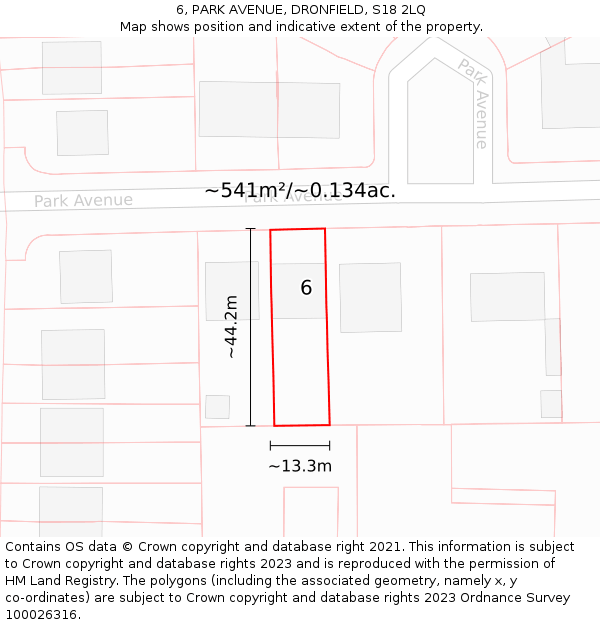 6, PARK AVENUE, DRONFIELD, S18 2LQ: Plot and title map