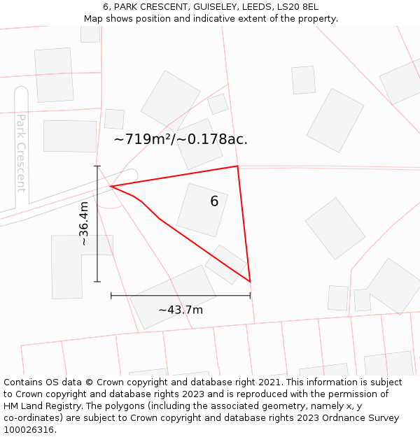 6, PARK CRESCENT, GUISELEY, LEEDS, LS20 8EL: Plot and title map