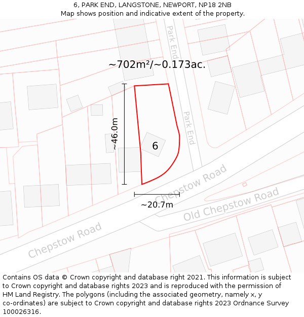 6, PARK END, LANGSTONE, NEWPORT, NP18 2NB: Plot and title map