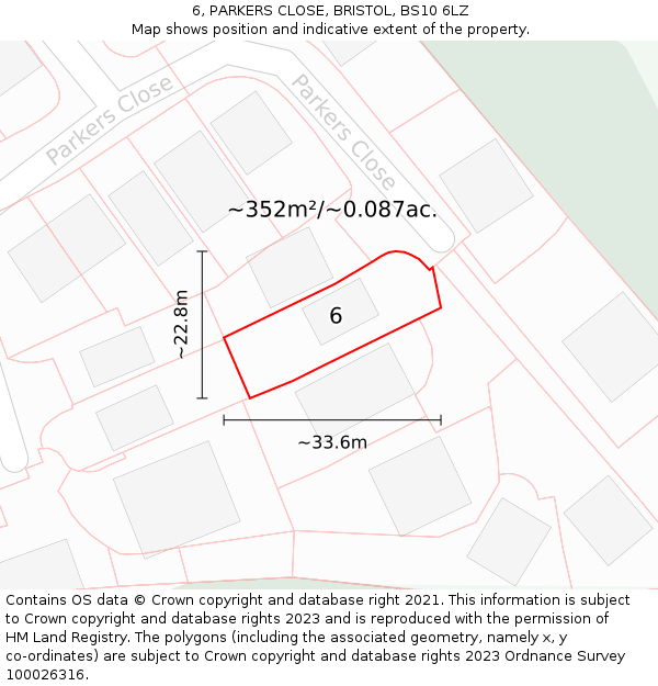 6, PARKERS CLOSE, BRISTOL, BS10 6LZ: Plot and title map