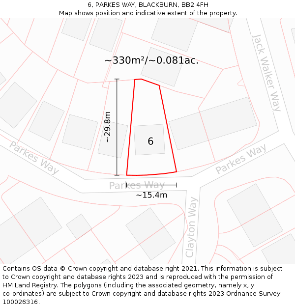 6, PARKES WAY, BLACKBURN, BB2 4FH: Plot and title map