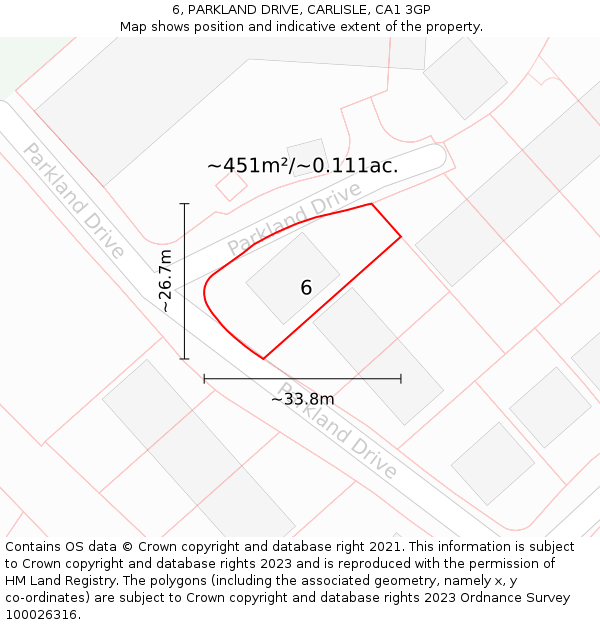 6, PARKLAND DRIVE, CARLISLE, CA1 3GP: Plot and title map