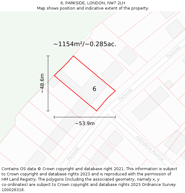 6, PARKSIDE, LONDON, NW7 2LH: Plot and title map