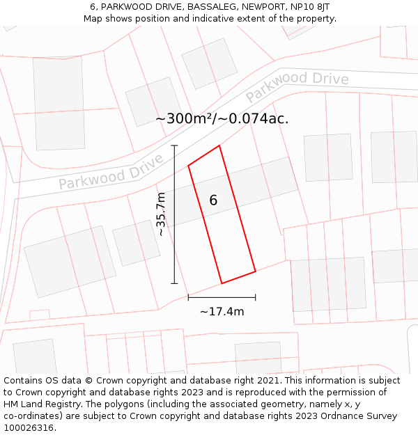 6, PARKWOOD DRIVE, BASSALEG, NEWPORT, NP10 8JT: Plot and title map