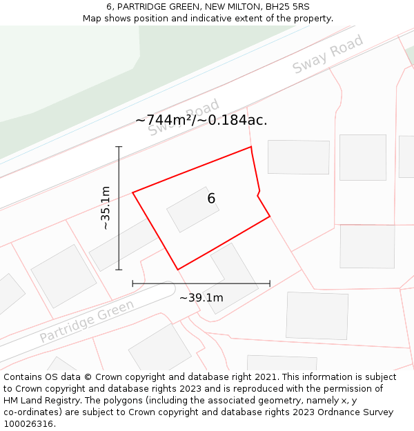 6, PARTRIDGE GREEN, NEW MILTON, BH25 5RS: Plot and title map