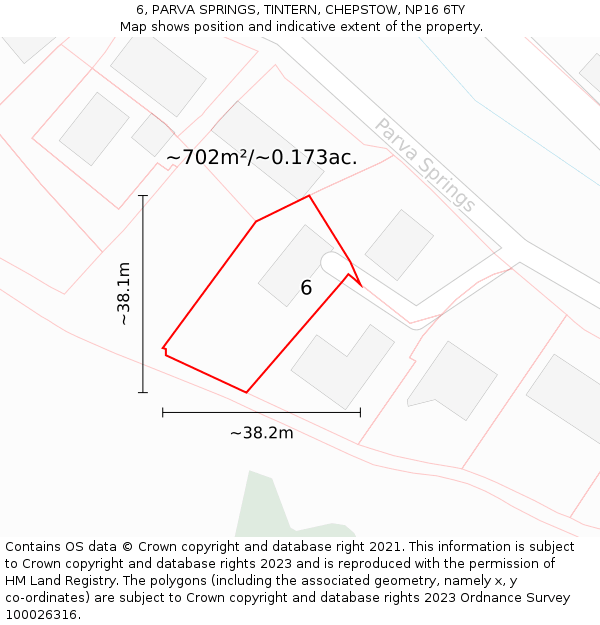 6, PARVA SPRINGS, TINTERN, CHEPSTOW, NP16 6TY: Plot and title map