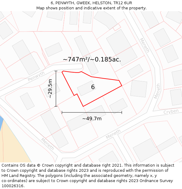 6, PENWYTH, GWEEK, HELSTON, TR12 6UR: Plot and title map