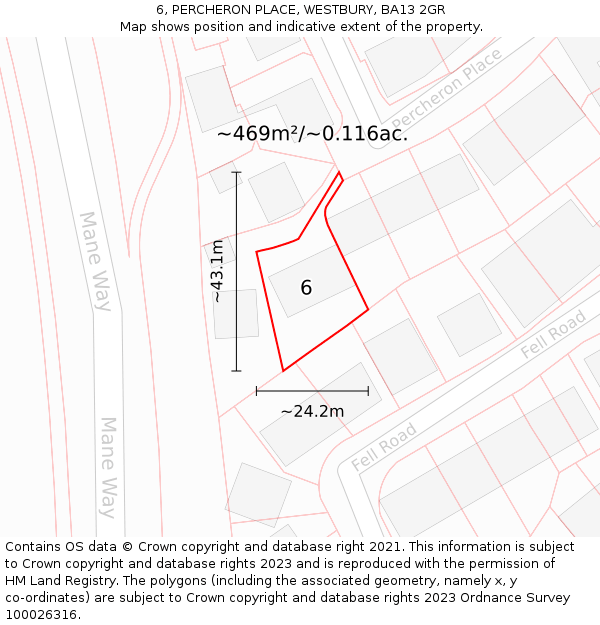 6, PERCHERON PLACE, WESTBURY, BA13 2GR: Plot and title map