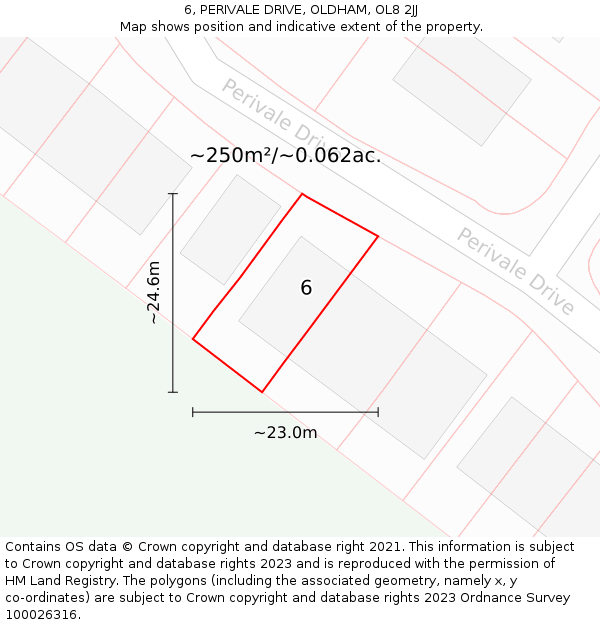 6, PERIVALE DRIVE, OLDHAM, OL8 2JJ: Plot and title map