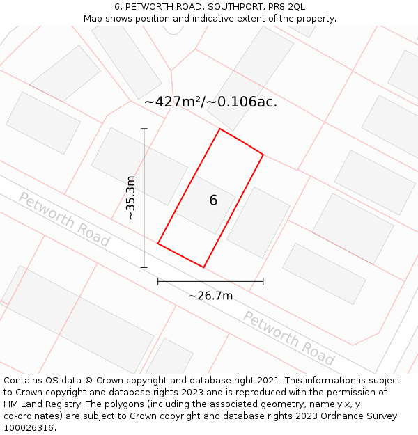 6, PETWORTH ROAD, SOUTHPORT, PR8 2QL: Plot and title map