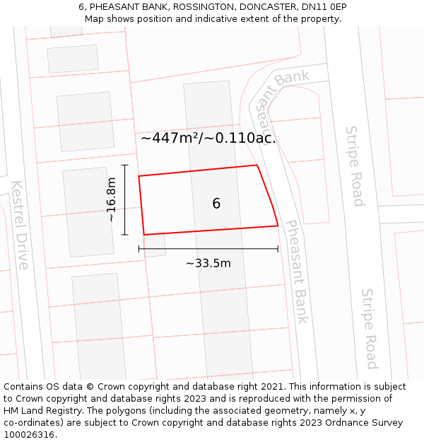 6, PHEASANT BANK, ROSSINGTON, DONCASTER, DN11 0EP: Plot and title map