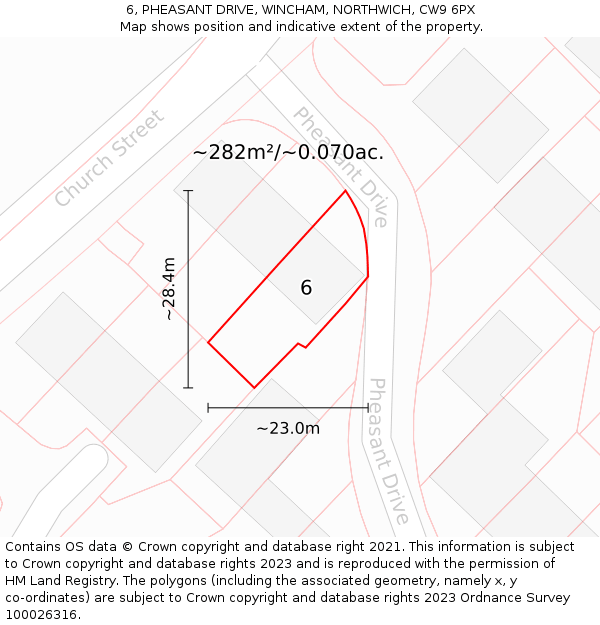 6, PHEASANT DRIVE, WINCHAM, NORTHWICH, CW9 6PX: Plot and title map