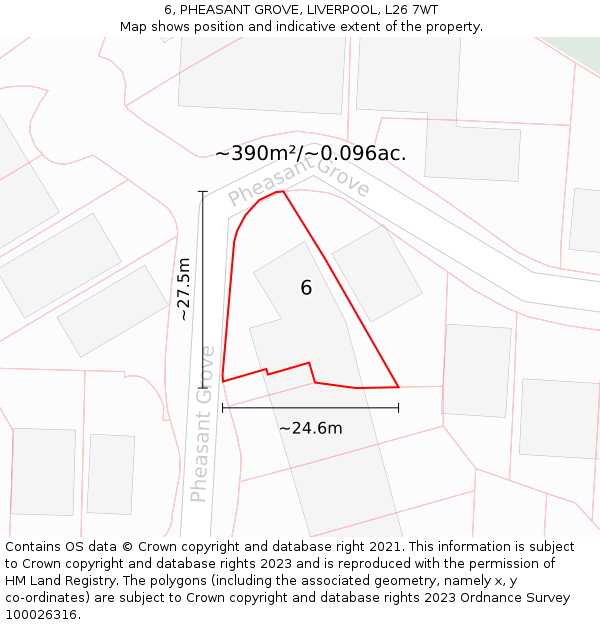 6, PHEASANT GROVE, LIVERPOOL, L26 7WT: Plot and title map