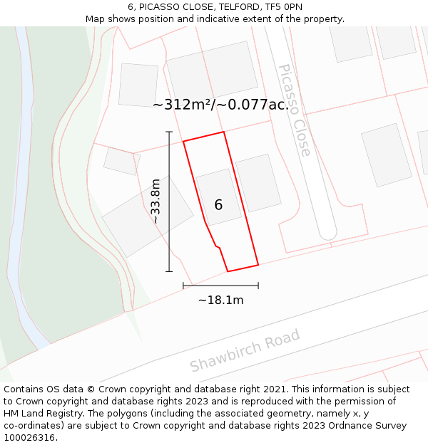 6, PICASSO CLOSE, TELFORD, TF5 0PN: Plot and title map