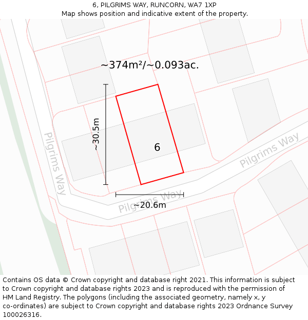 6, PILGRIMS WAY, RUNCORN, WA7 1XP: Plot and title map