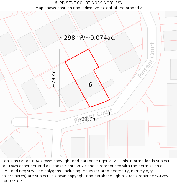 6, PINSENT COURT, YORK, YO31 8SY: Plot and title map