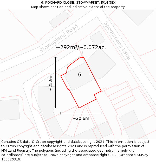 6, POCHARD CLOSE, STOWMARKET, IP14 5EX: Plot and title map