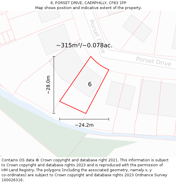 6, PORSET DRIVE, CAERPHILLY, CF83 1PP: Plot and title map