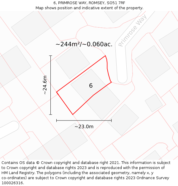 6, PRIMROSE WAY, ROMSEY, SO51 7RF: Plot and title map