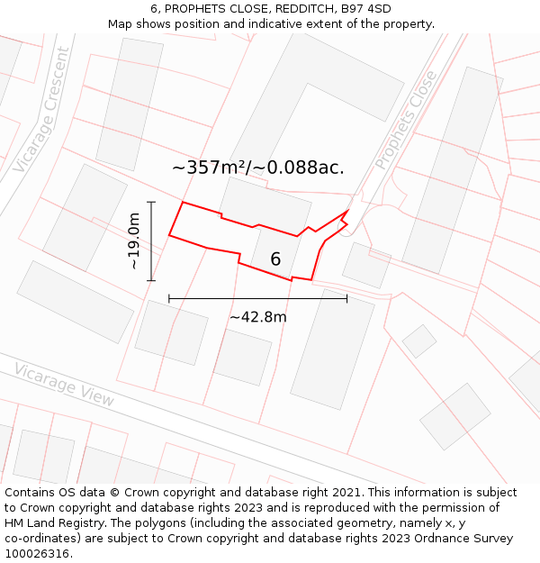 6, PROPHETS CLOSE, REDDITCH, B97 4SD: Plot and title map