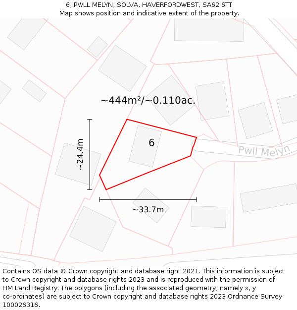 6, PWLL MELYN, SOLVA, HAVERFORDWEST, SA62 6TT: Plot and title map